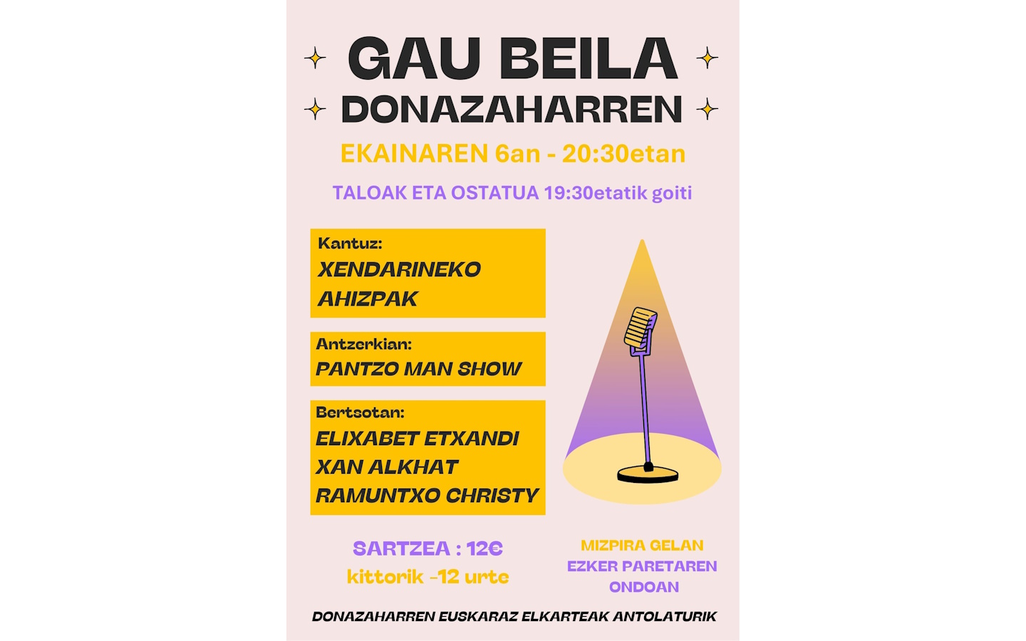 Gau Beila : soirée chnats basques, théâtre, be ...